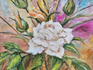 Poranna róża w świetle - obraz na płótnie